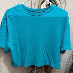 SHEIN Vibrant Blue Ribbed Crop Top